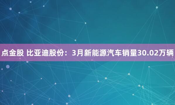 点金股 比亚迪股份：3月新能源汽车销量30.02万辆